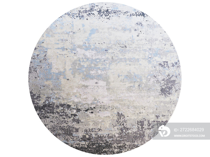 Modern blue round rug with a abstract pattern. 3d render