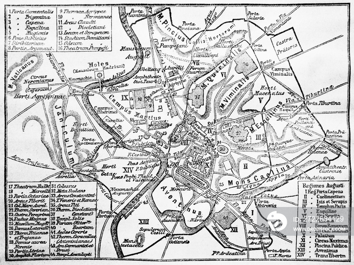 Ancient Rome Mapin the old book Encyclopedic dictionary by A. Granat, vol. 8, S. Petersburg, 1903