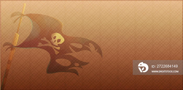 Pirate and nautical theme grunge seamless pirate flag vintage brown background