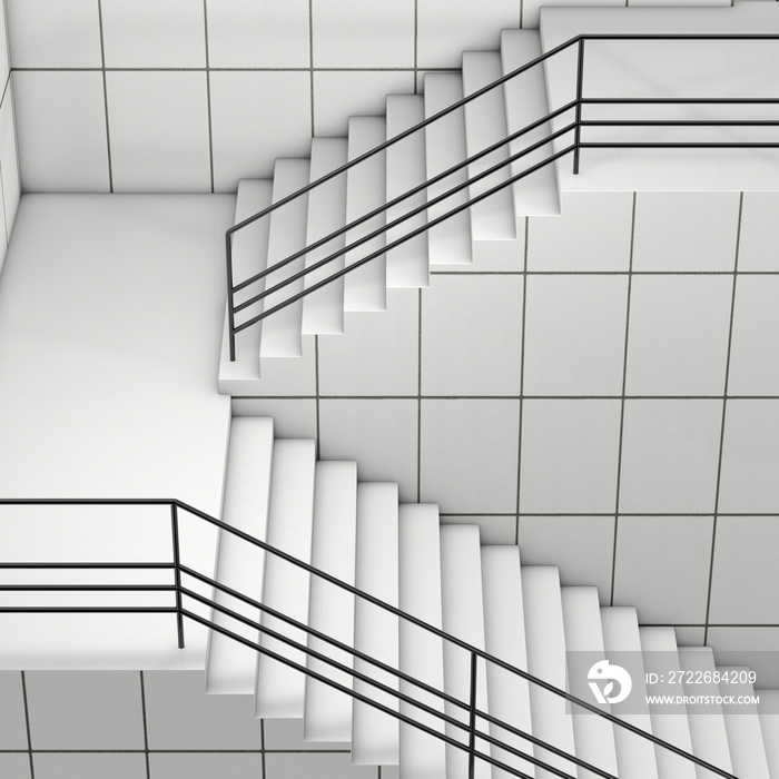 Details of Railing and Stairs of a Modern Building. 3d Rendering