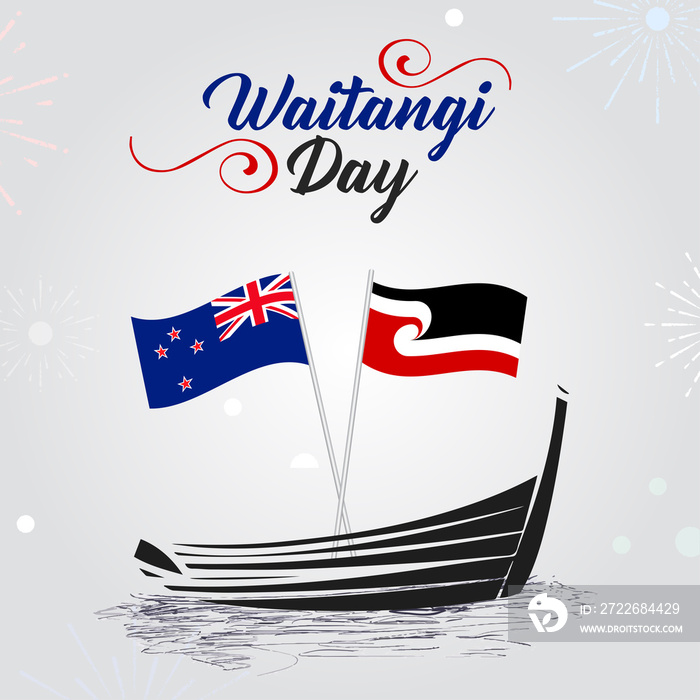 Waitangi day. New Zealand. boat concept