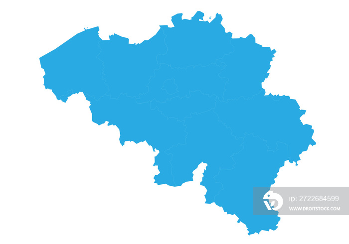 belgium map. High detailed blue map of belgium on PNG transparent background.