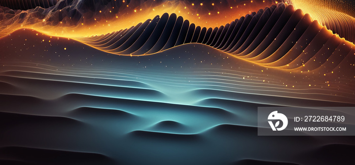 Future technology wave with orange lighting. Colorful sound waves for modern background