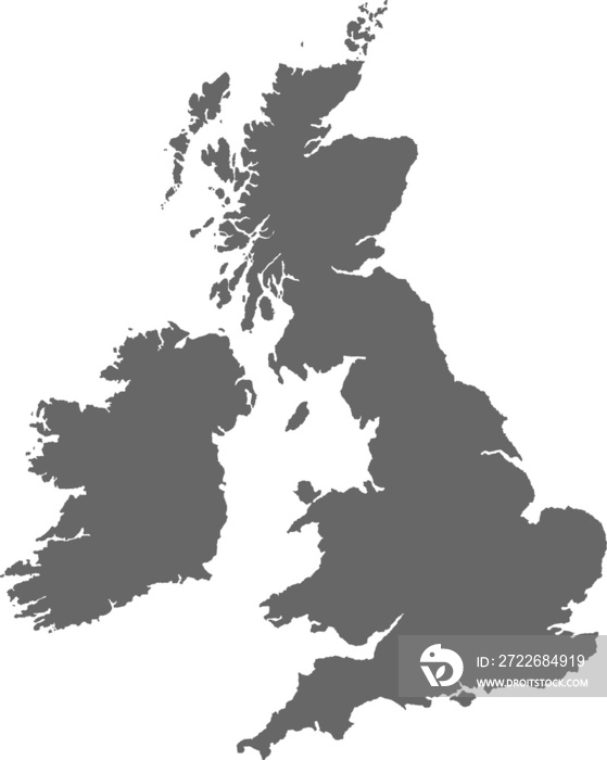 Map of Great Britain. UK map, PNG illustration