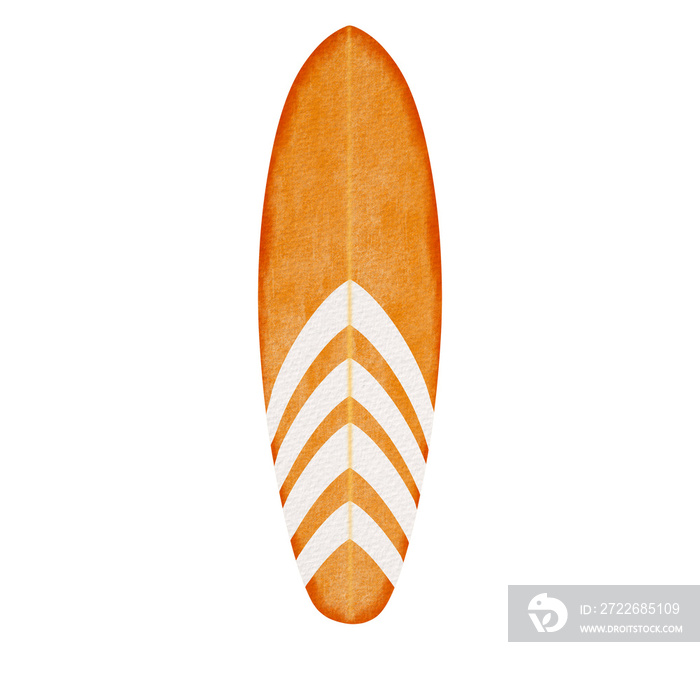 Orange watercolor surfboard.