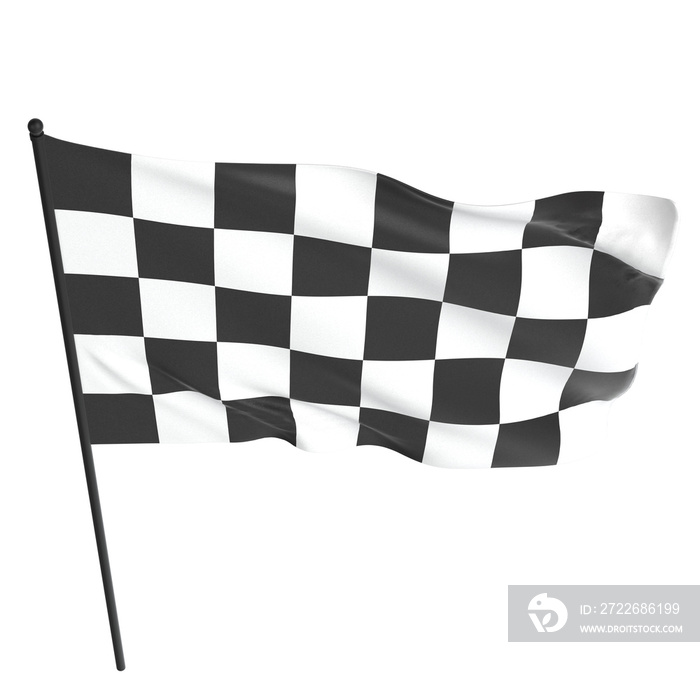 3D rendering illustration of a checkered racing flag