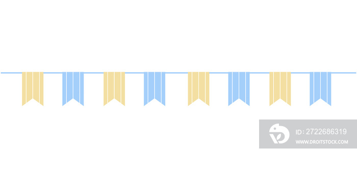 Pastel Blue and Yellow Birthday Flag Party Banner Illustration