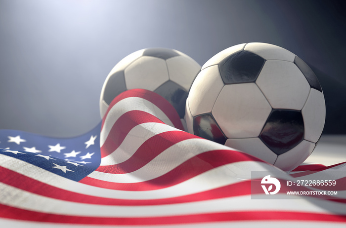 America Flag And Soccer Ball