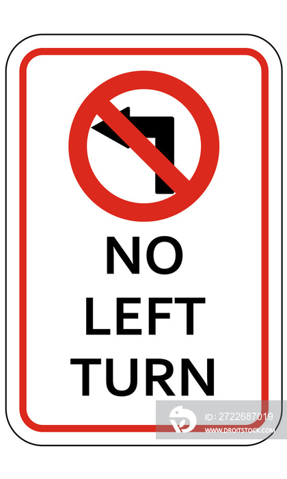 road sign pictogram no left turn