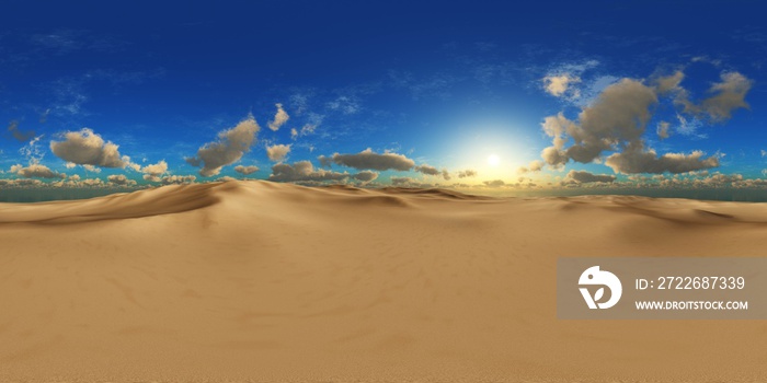 Panorama of sandy desert. Environment map, HDRI, equidistant projection, Spherical panorama, panorama 360, 3d rendering