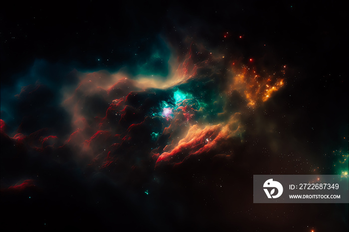 Space and glowing nebula background.  Elements of this image furnished by NASA.