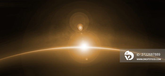 golden sunrise in space