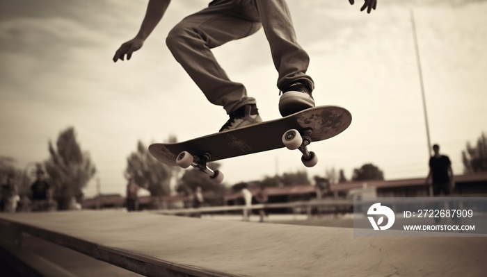 Action on a Skate Park - Skateboarder Jumping in the Air