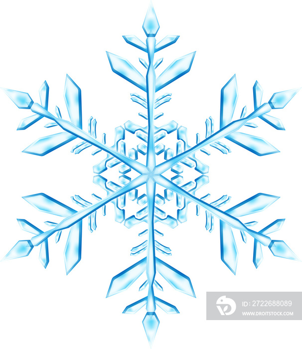 Big complex Christmas snowflake in light blue colors