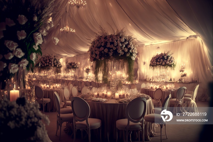 beautiful wedding venue with mood lighting