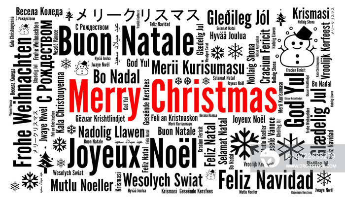 Merry Christmas in different languages word cloud