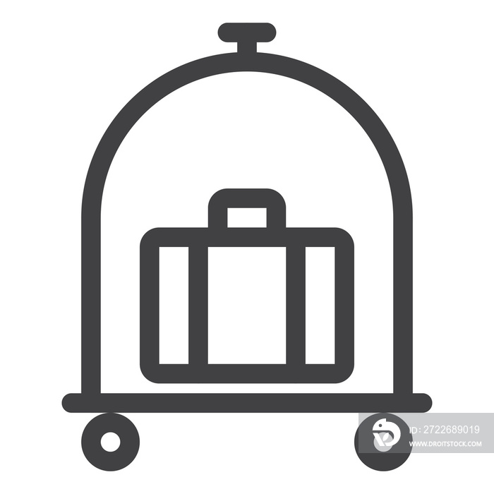 suitcase with luggage, thin line icon