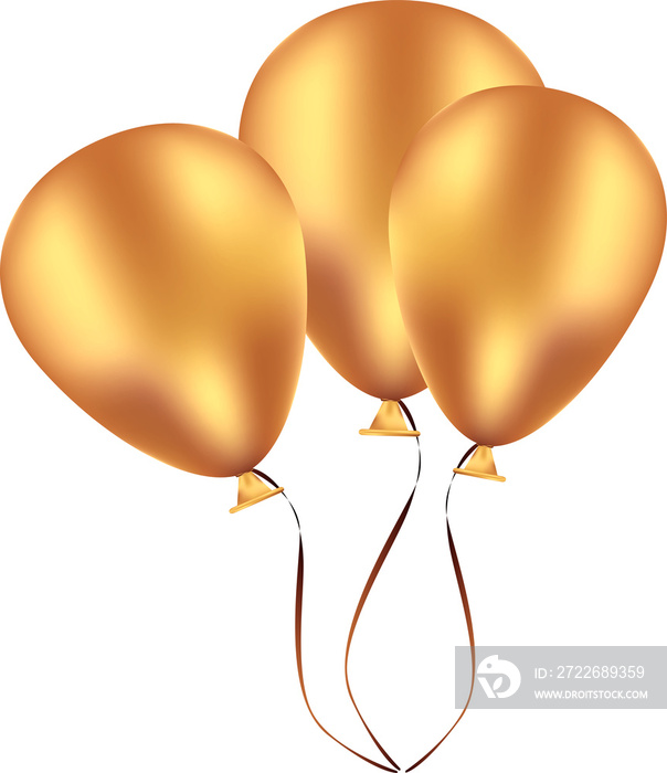 Black, white yellow gold and glossy golden balloon vector illustration on transparent background. Glossy realistic baloon for Birthday party.