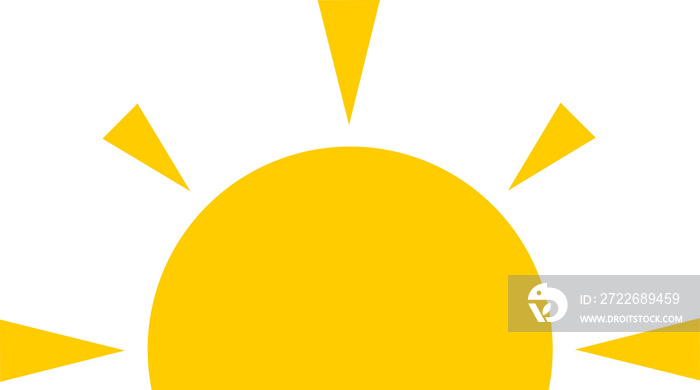 Half yellow sun light ray sunup or sunset icon PNG