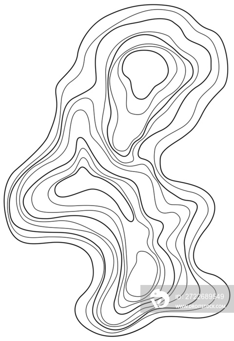 Abstract tree ring. Png topographic map design . Contour map concept. Thin wavy lines.
