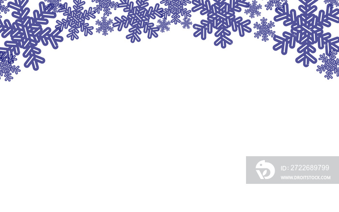 Illustration. Blue snowflakes on a transparent background with a place for writing, PNG. Background, pattern, concept of New Year holidays, Christmas