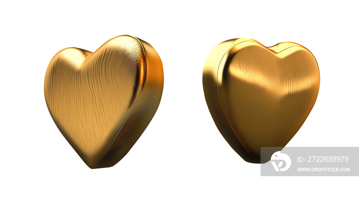 Golden hearts with wooden