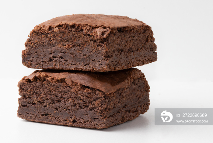 Delicious Brownies isolated on white background.