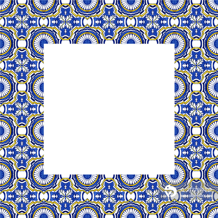 Square Portuguese Azulejos Tile Frame Border