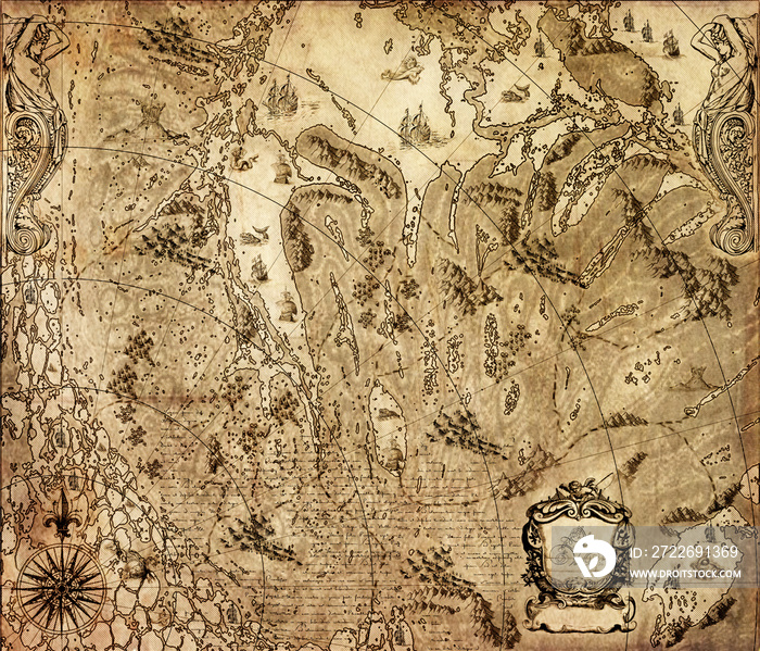 Old vintage fantasy map