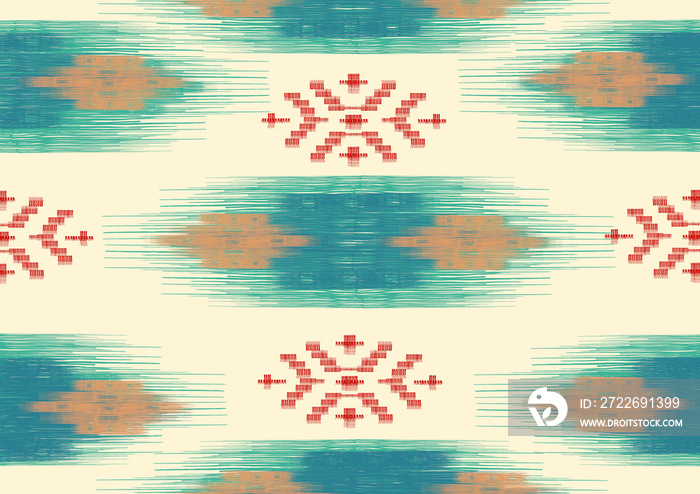 Ethnic abstract ikat art, seamless Pattern, design elements, wallpaper, clothing, wrapping, fabric, cover, textile, folk embroidery, Mexican style, ornament print, motif