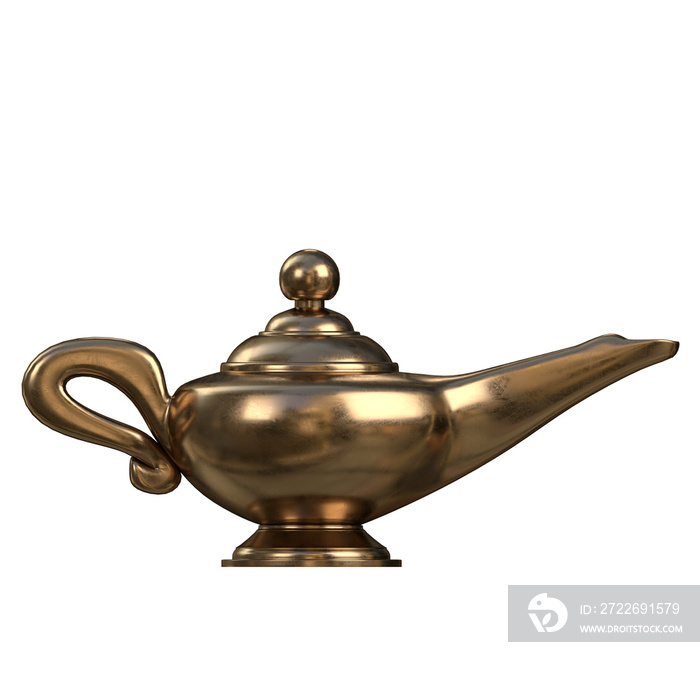 3D rendering illustration of an Aladdin genie lamp