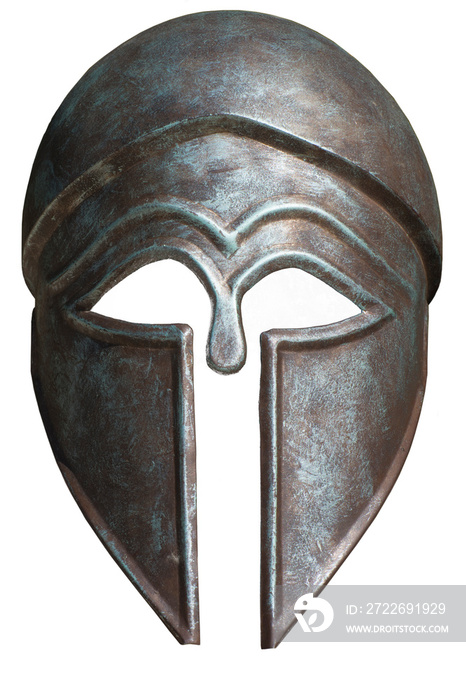 Warrior helmet isolated on white background. Old spartan helmet.