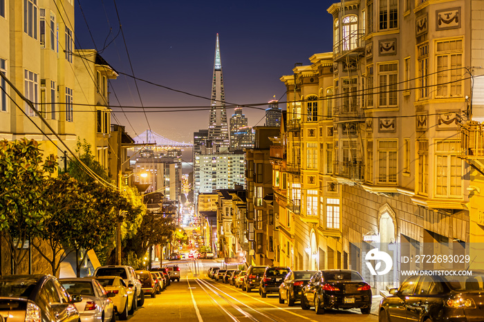 Transamerica Pyramid in San Francisco at Night