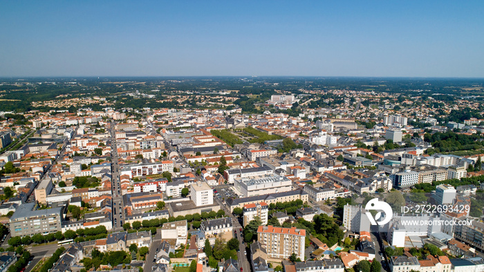 Aerial view of La Roche sur Yon city centre in Vendee