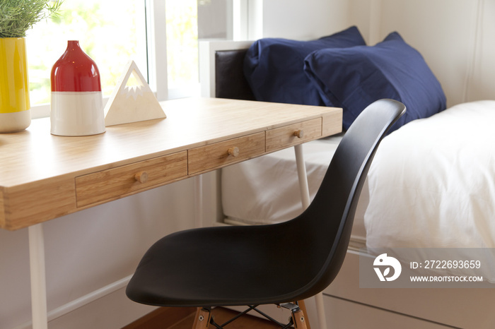 Close-up of cozy workspace in teen’s room