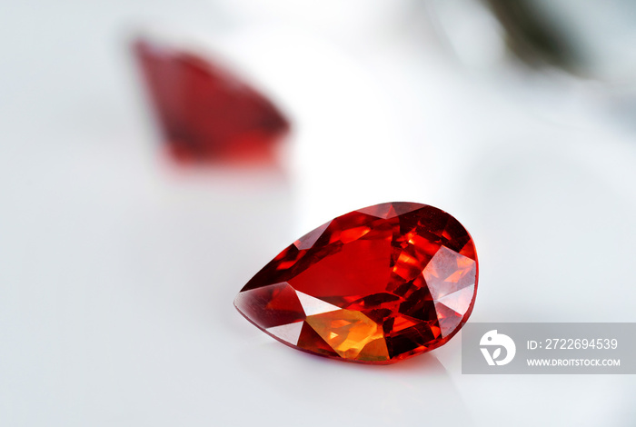 Red Ruby gemstone Round Cut, close up shot