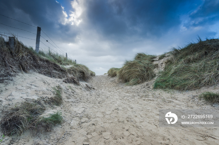 Utah Beach dunes in Normandy Wold War Two historic site