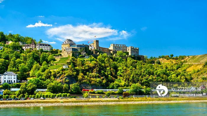 Rheinfels Castle above the Rhine river in Sankt Goar. UNESCO world heritage in Germany