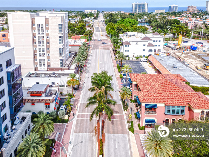 aerial drone view of Boca Raton, Florida with city