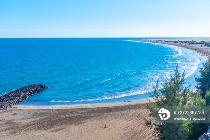 Sunny day at Playa del Ingles at Maspalomas at Gran Canaria, Canary Islands, Spain