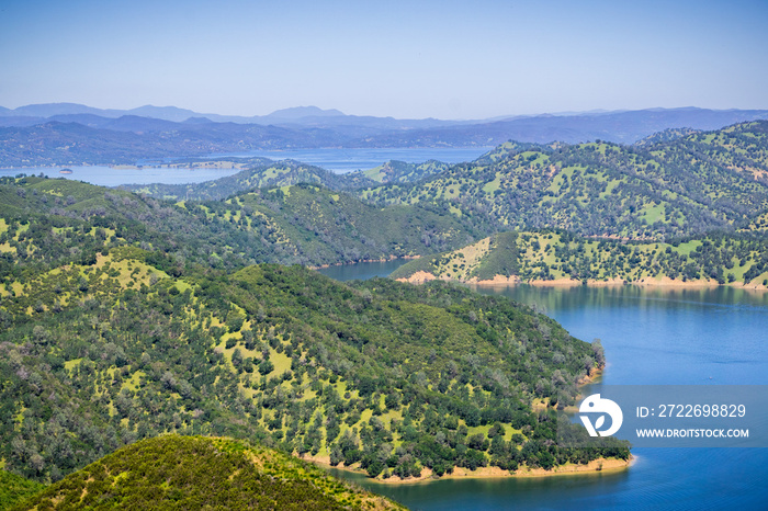 Aerial view of Berryessa lake from Stebbins Cold Canyon, Napa Valley, California