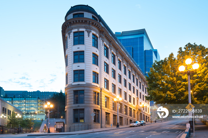 The yesler Municipal Building at Pioneer Square district at dawn, Seattle, Washington State, United States