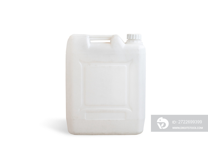 White dirt plastic jerry can isolated on a white background