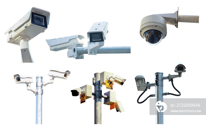 CCTV camera on transparent background Security 24 hours a day and night.