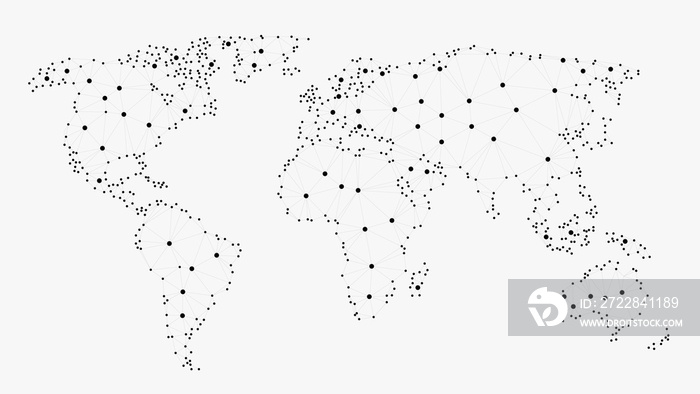 Networking world map, polygonal world map