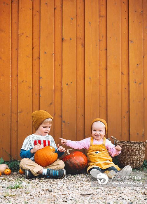 Halloween background with kids and party concept.