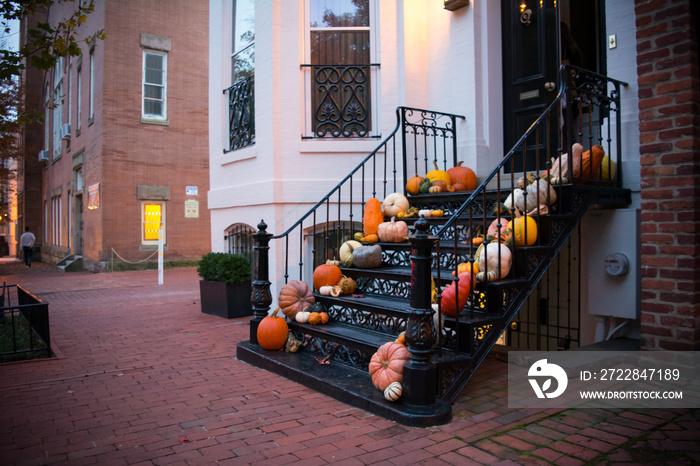 Colored and Pictoresque Decoration on the Entrance of a House During Halloween Celebration in George