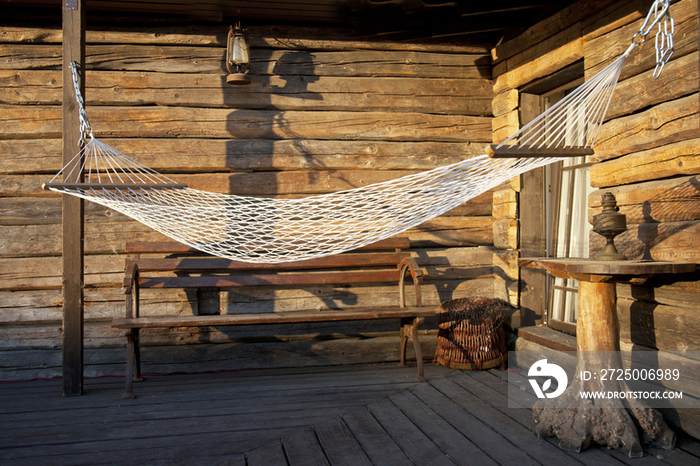 Hammock on a Cabin Porch