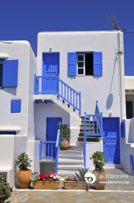 Building with white wall in Santorini Island