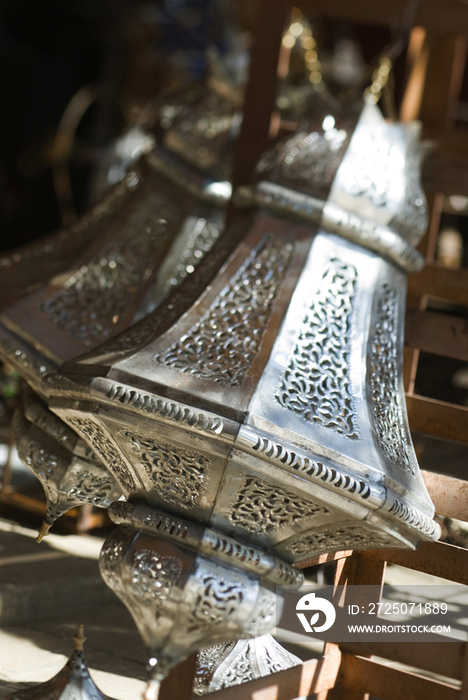 Detail of moroccan lantern at the Medina of Marrakech, Africa